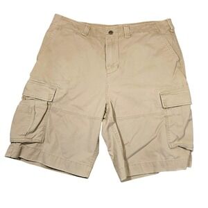 Vtg Hurley Cargo Short 36x10 Men 23" Beige Canvas Baggy Skater Grunge Streetwear